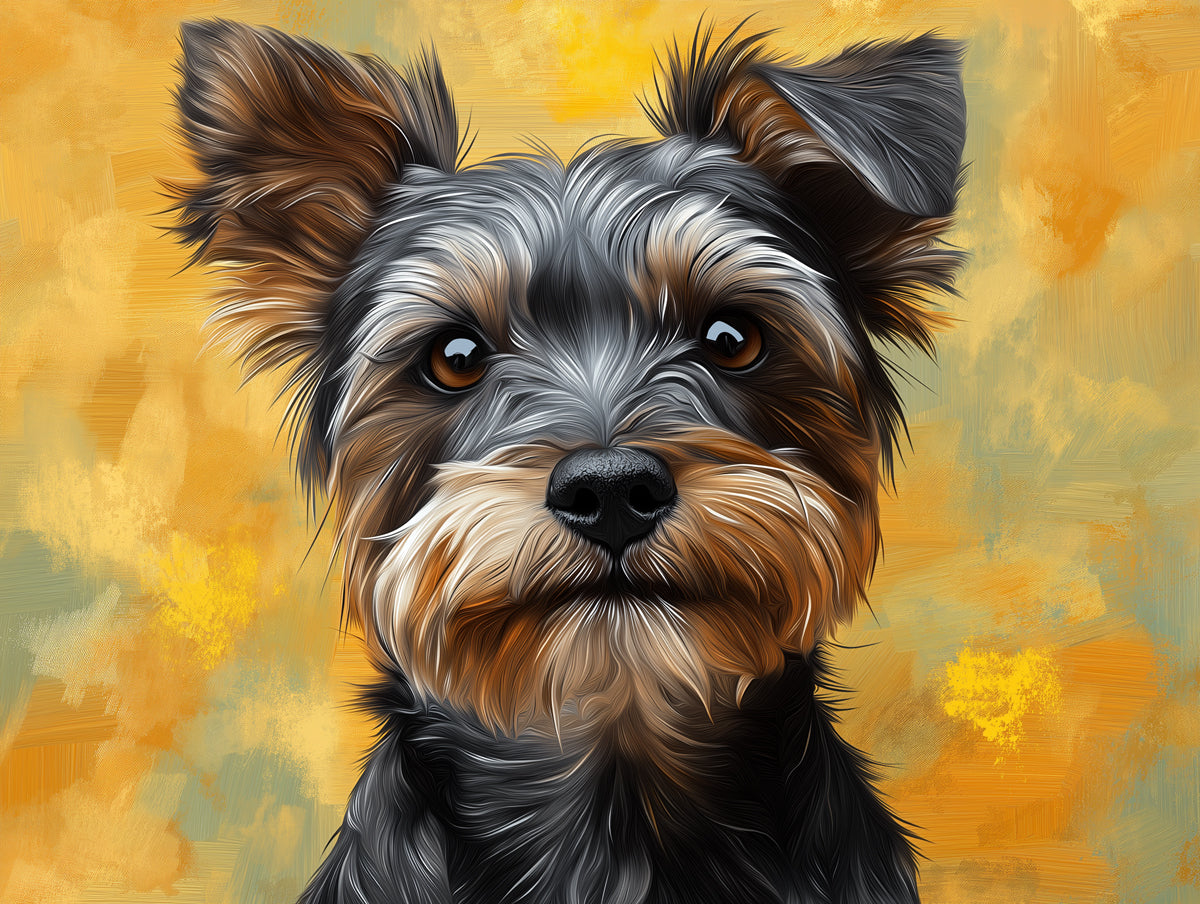 Yorkshire Terrier Mural Wallpaper | Colorful with Golden Background