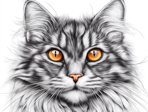 Tabby Cat Mural Wallpaper | Gray - toned with Intense Eyes