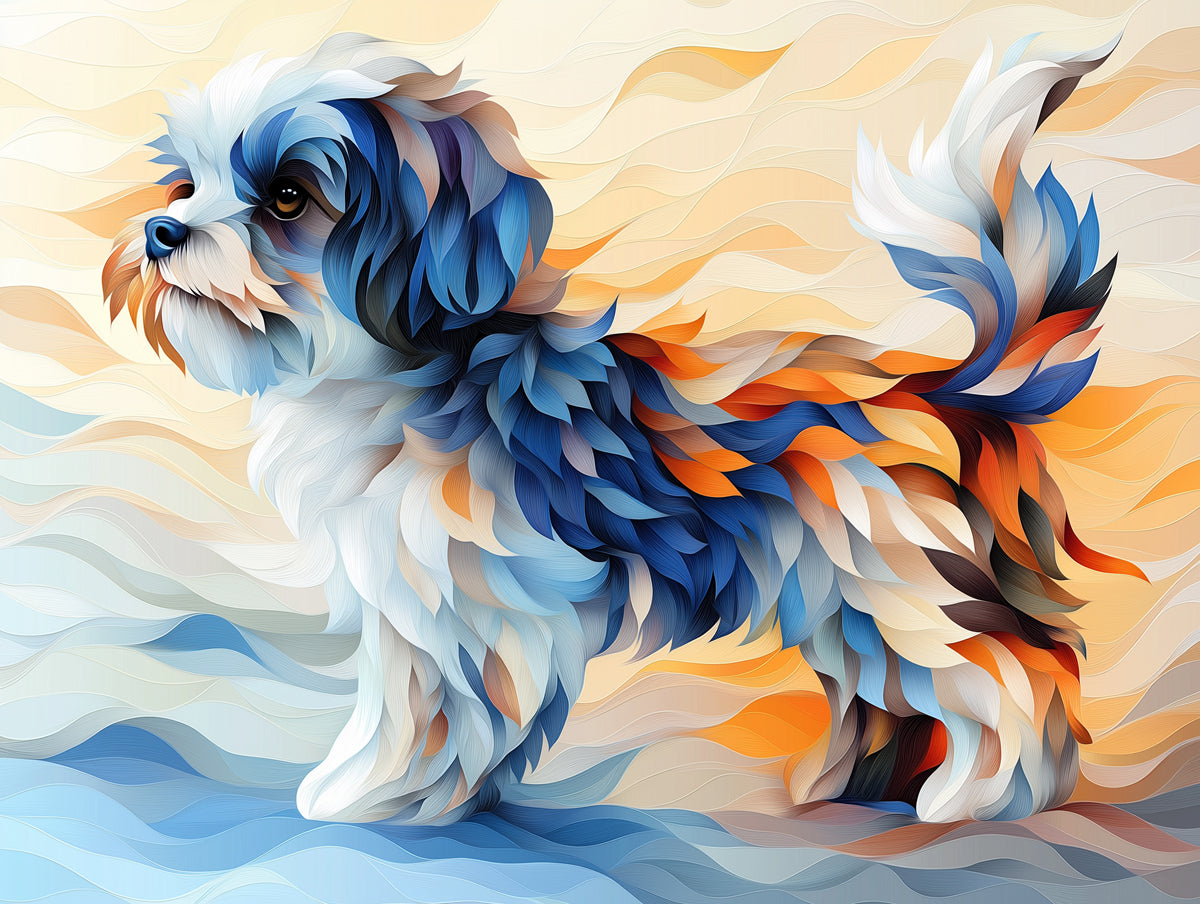 Abstract Dog Mural Wallpaper | Soft Color Palette with Floral - like Fur