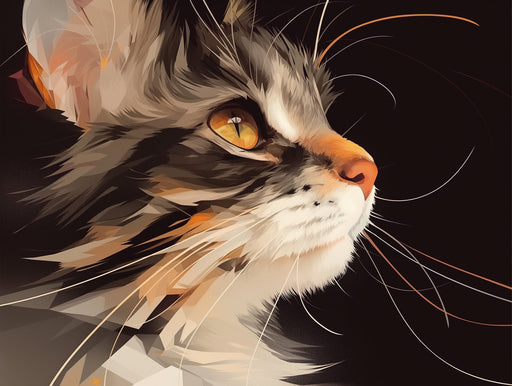 Textured Cat Mural Wallpaper | Black - background with Close - up Feline