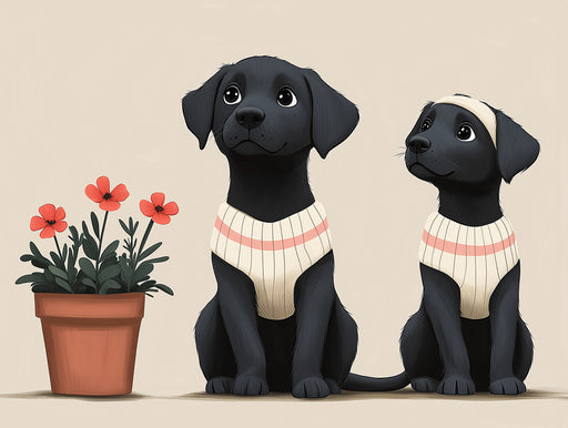 Two Labradors Mural Wallpaper | Minimalist Background with Playful Pups