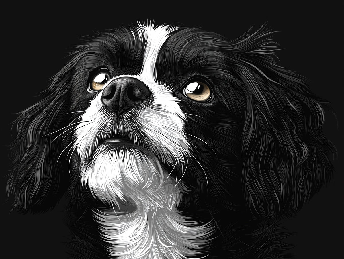 Soulful Dog Mural Wallpaper | Monochromatic with Intense Gaze