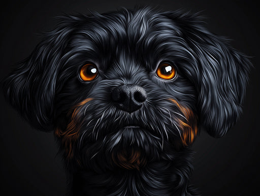 Intense - eyed Dog Mural Wallpaper | Black - background with Rich Fur Detail