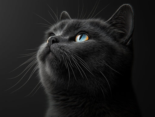 Heterochromatic Cat Mural Wallpaper | Black - background with Striking Gaze