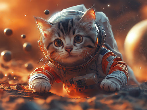 Astronaut Cat Mural Wallpaper | Space - themed with Kitten