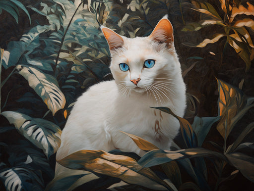 Tropical - themed Cat Mural Wallpaper
