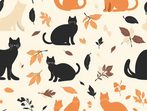 Autumn - themed Cat Mural Wallpaper