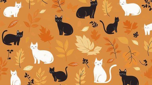 Autumn - themed Cat Mural Wallpaper