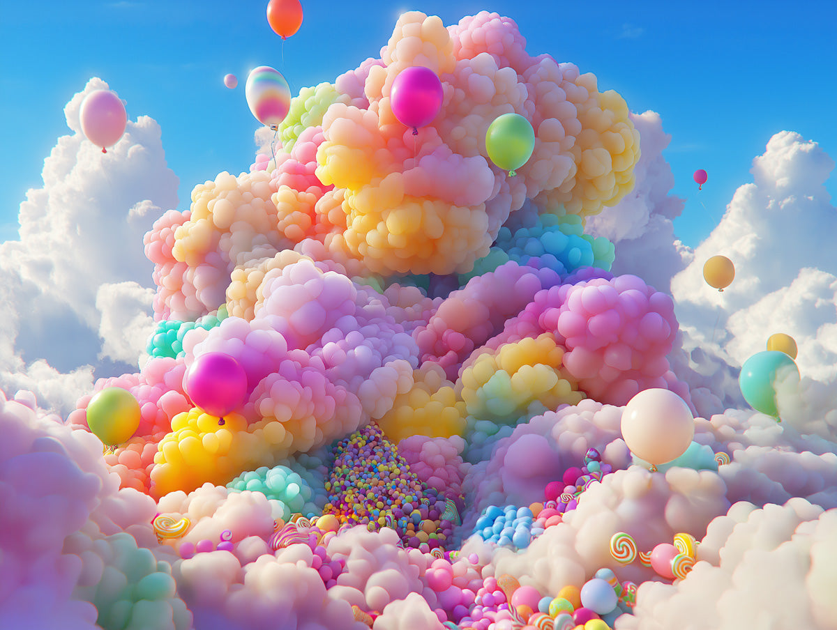 Colorful Balloon - cloud Mural Wallpaper (Repeat)