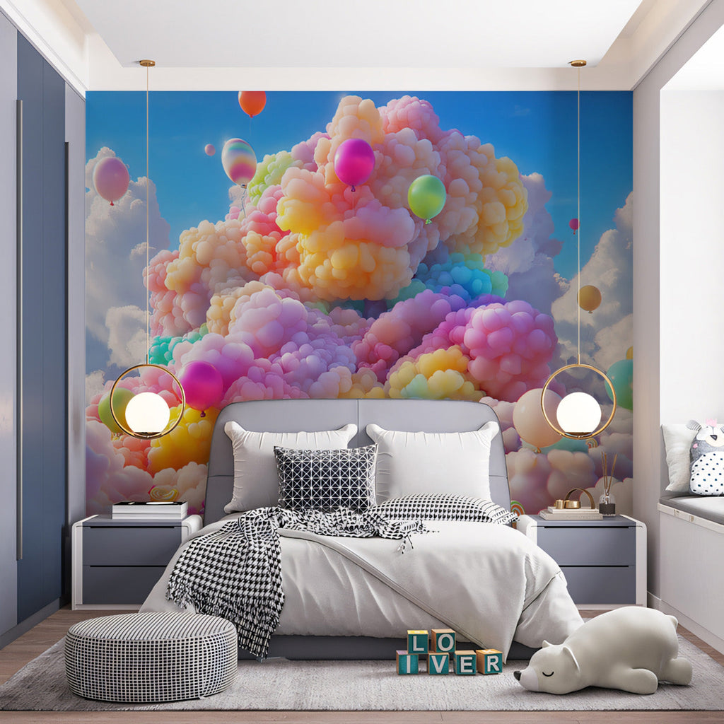 Bunter Ballon - Wolken-Wandtapete (Wiederholung) — Vivawalls Store, image size:1024x1024
