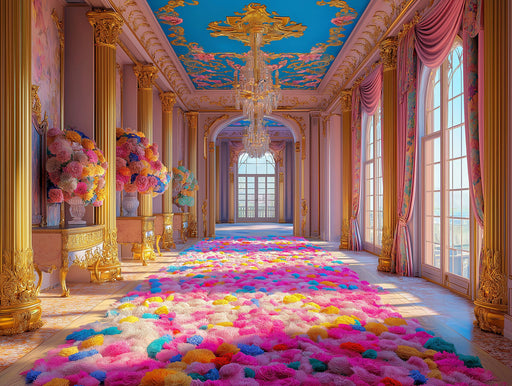 Royal Palace Hall Mural Wallpaper (Blue and Pink) | Blue, Pink, Gold  Baroque Palace
