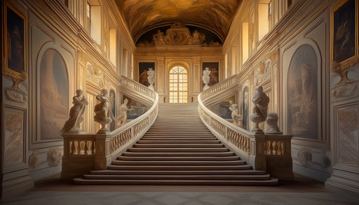 Gilded Grand Baroque Staircase Mural Wallpaper | Gold, Brown, Cream