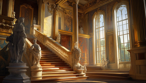 Ornate Baroque Palace Interior Mural Wallpaper | Brown, Gold, Deep Red