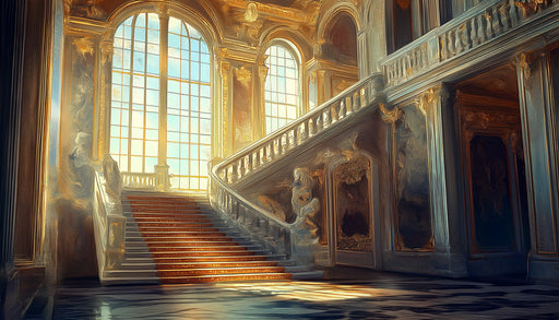 Majestic Baroque Palace Hall Mural Wallpaper | Blue, Gold, White