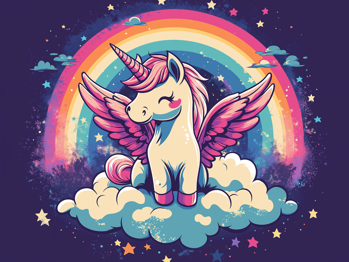 Rainbow Unicorn Mural Wallpaper | Multicolored