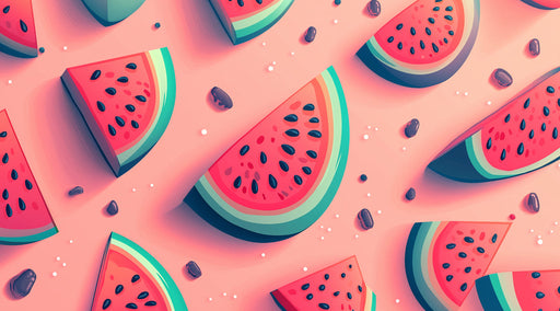 Watermelon Delight Mural Wallpaper | Pink, Green, Red