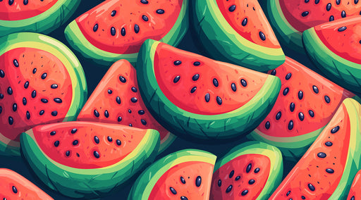 Watermelon Frenzy Mural Wallpaper | Red, Green, Dark Blue