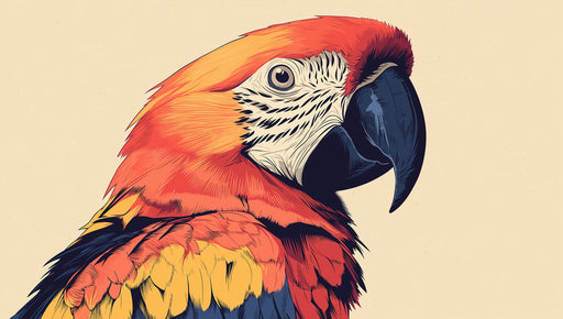 Colorful Parrot Mural Wallpaper | Red, Orange, Yellow, Blue