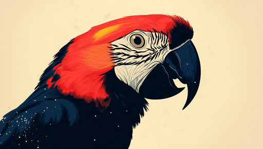 Colorful Parrot Mural Wallpaper | Red, Orange, Yellow, Blue