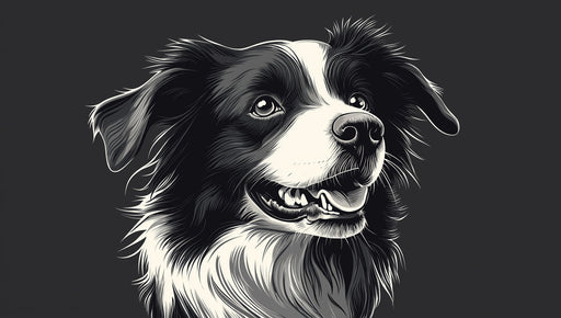 Border Collie Brilliance Mural Wallpaper | Black, White