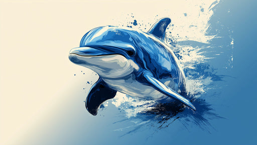 Playful Dolphin Mural Wallpaper | Light Blue, White