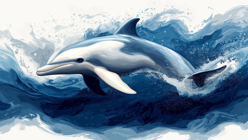  Dynamic Dolphin in Waves Mural Wallpaper | Blue Shades