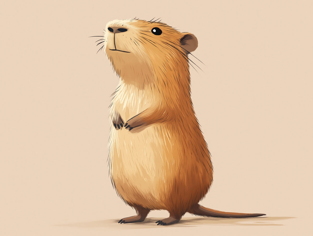 Charming Capybara Mural Wallpaper | Brown, Cream