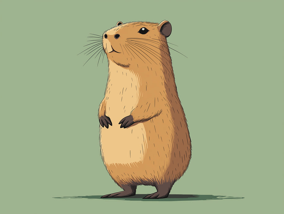 
Capybara Charme Wandbildtapete für ein Kinderspielzimmer | Braun, Grün