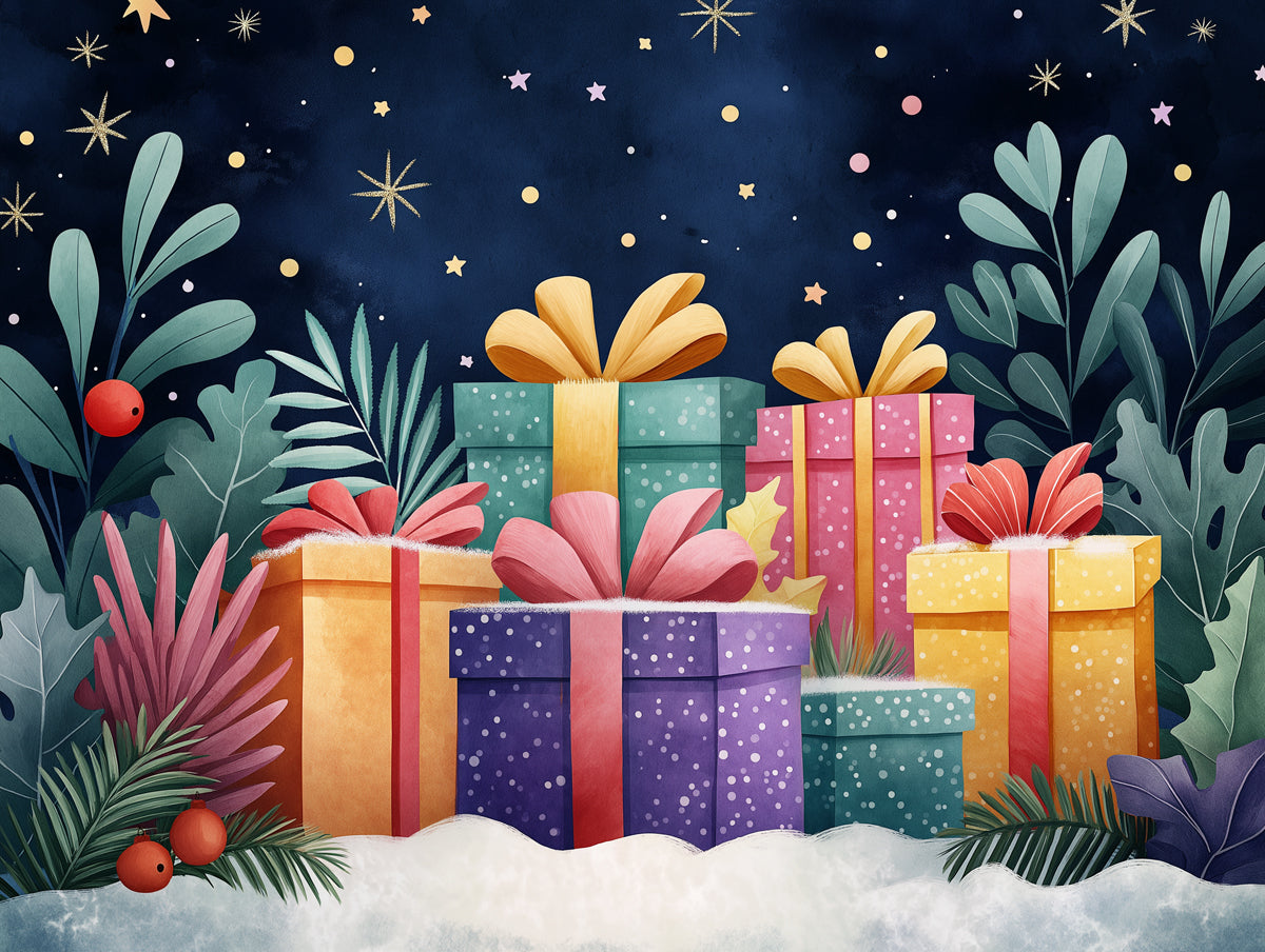 Starry Giftland Mural Wallpaper | Blue, Multicolored