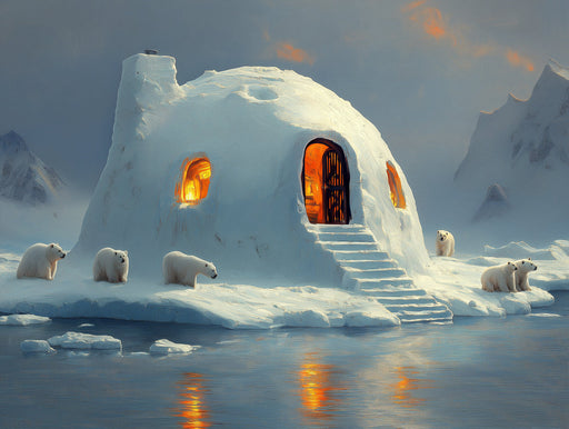 Arctic Family and Igloo Mural Wallpaper