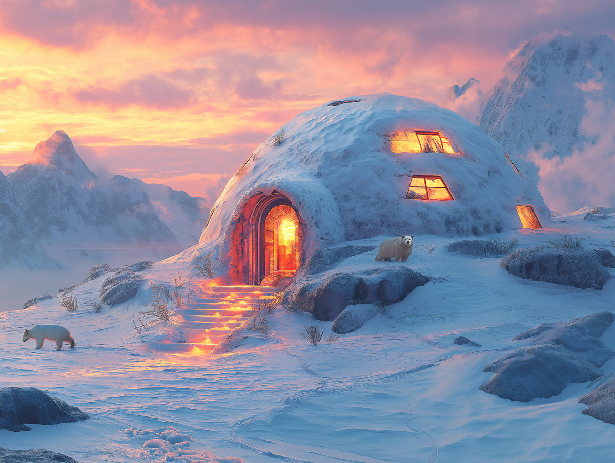 Igloo at Sunset Mural Wallpaper