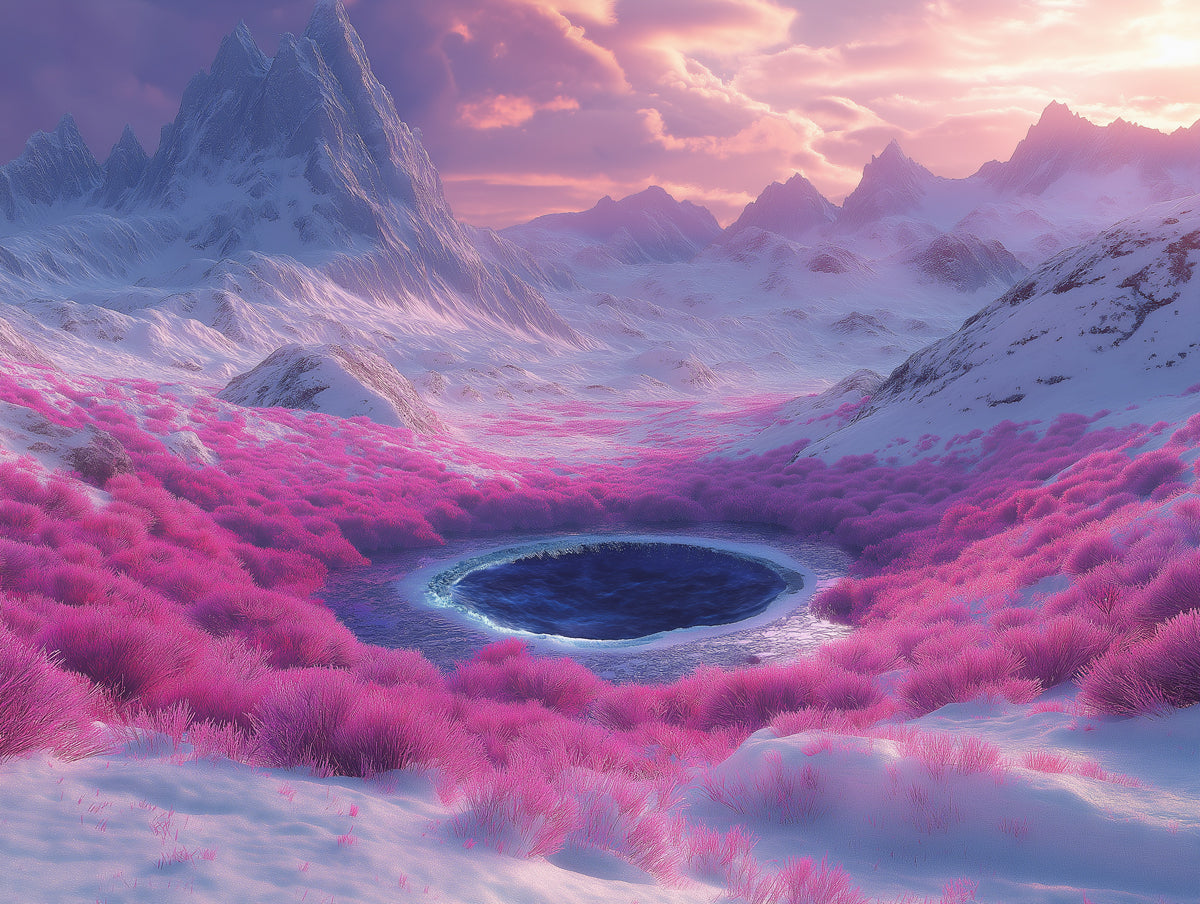 Magenta Mountain Valley Mural Wallpaper