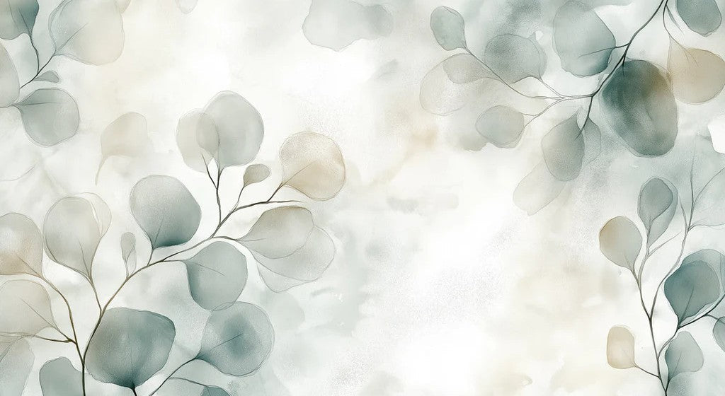 Watercolor - inspired Leaf Mural in Living Area | Modern and artistic design