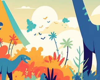 Dinosaur and Mountain Mural Wallpaper in Bedroom | Various Colors (Green, Yellow, Blue, etc.) of Dinosaur