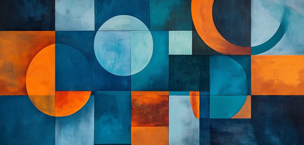 Geometric and Abstract Mural Wallpaper in a bedroom | Various Colors (Blue, Orange, etc.) of Graphs