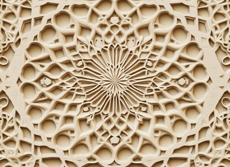 Wooden Mandala Mural Wallpaper for Bed Room | Various Shades of Brown Mandala for Buddhism