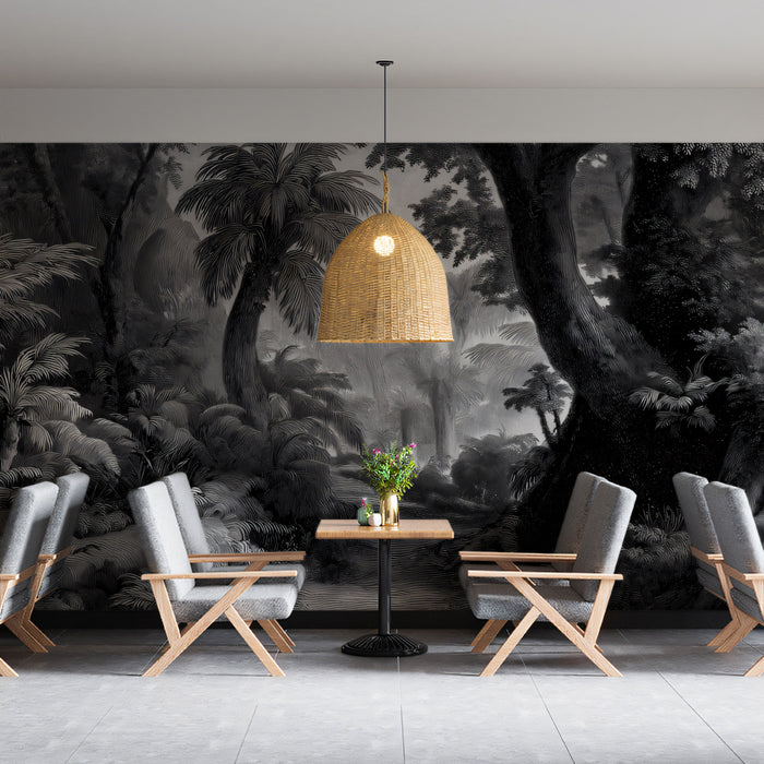 Vintage Jungle Expedition Mural Wallpaper | 18th Century Engraving Style