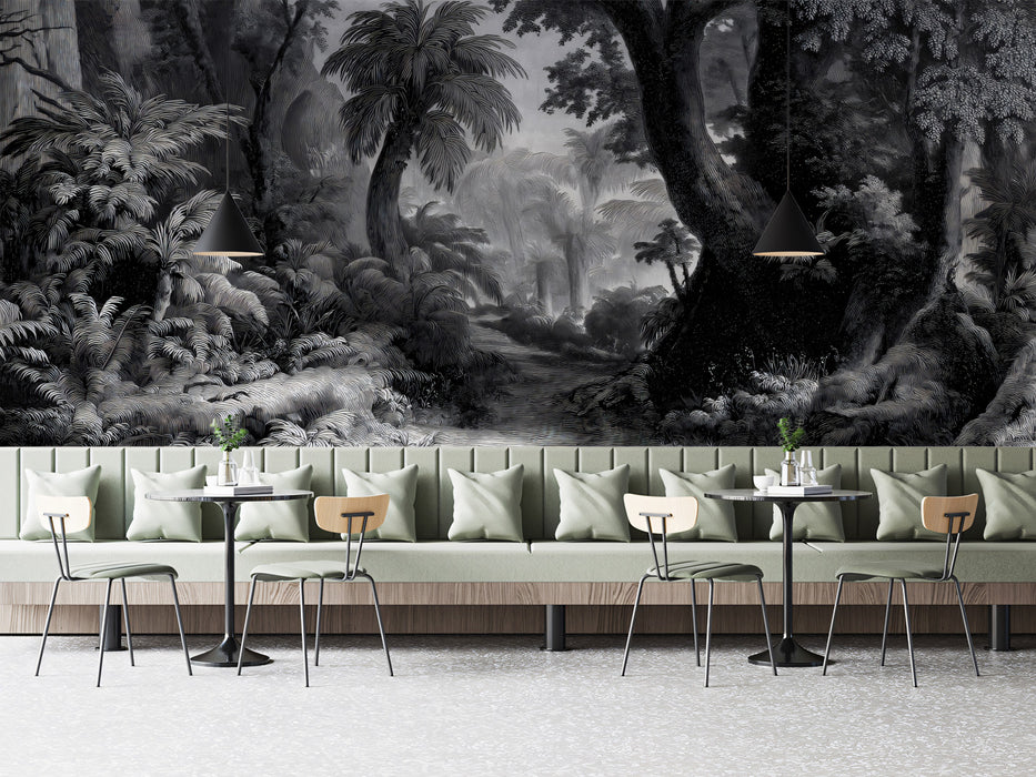 Vintage Jungle Expedition Mural Wallpaper | 18th Century Engraving Style