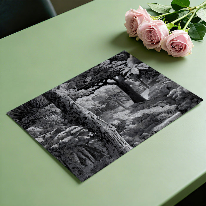 Deep Fern Grove Mural Wallpaper | Textured Black and White Nature