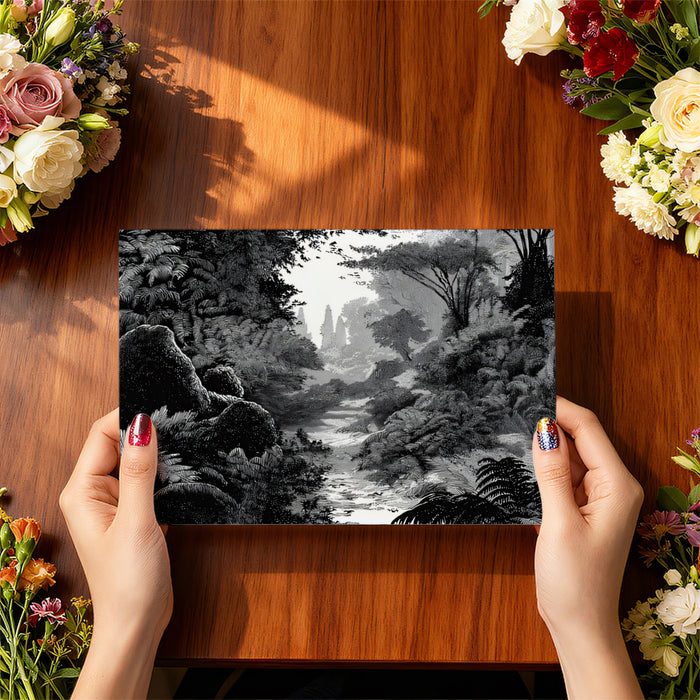 Enchanted Woodland Stream Mural Wallpaper | Vintage Nature Scene