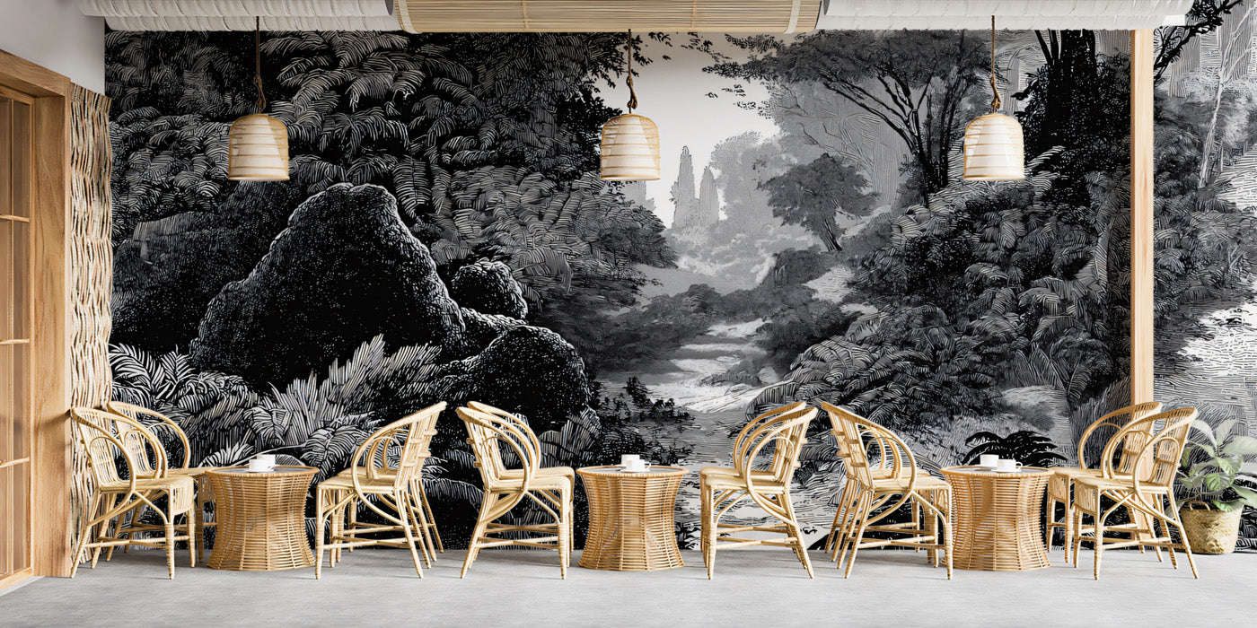 Enchanted Woodland Stream Mural Wallpaper | Vintage Nature Scene