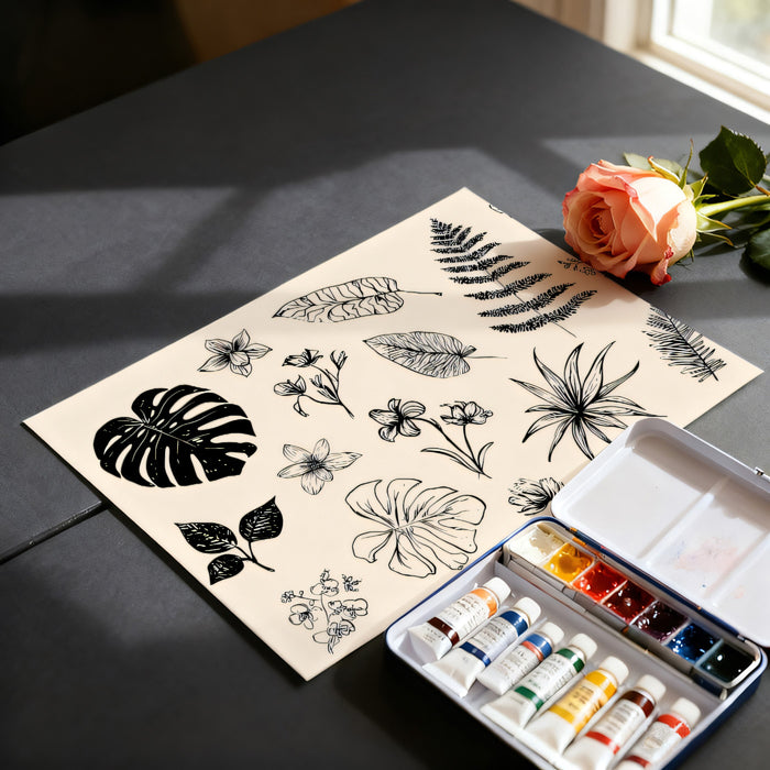 Sepia Botanical Specimen Mural Wallpaper | Vintage Leaf Study