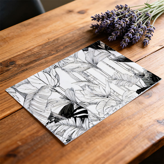 High Contrast Tropical Leaf Mural Wallpaper | Bold Black and White Foliage