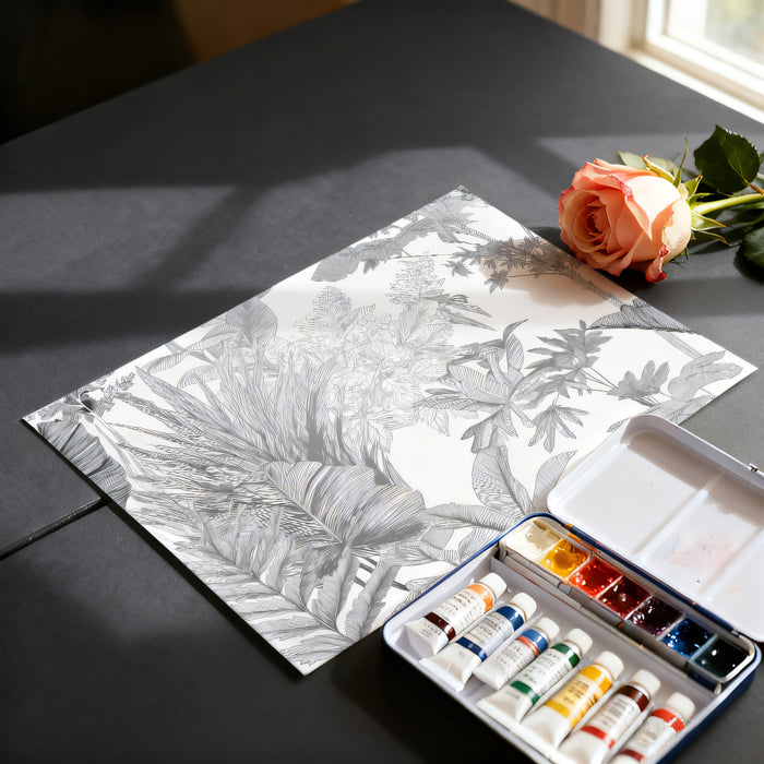 Ethereal Silver Botanical Mural Wallpaper | Faded Vintage Jungle