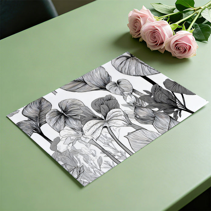 Mixed Floral and Foliage Mural Wallpaper | Elegant Greyscale Sketch