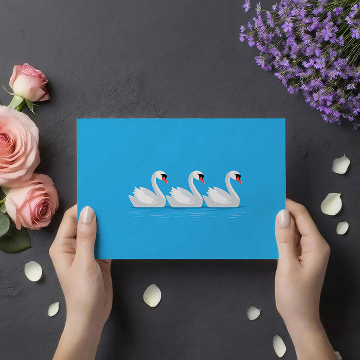 Minimalist Vector Swans Mural Wallpaper | Flat Design Blue