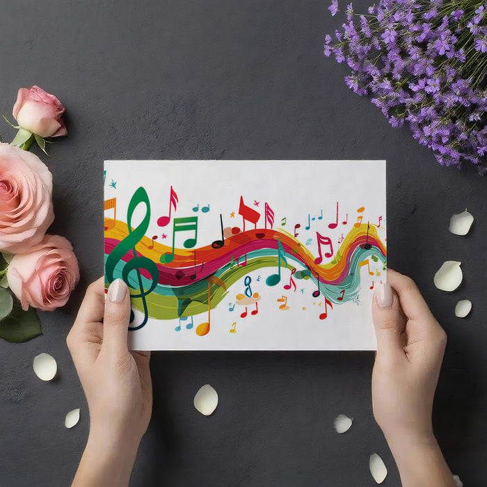 Rainbow Music Notes Mural Wallpaper | Artistic Melody Flow