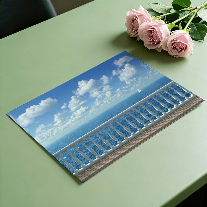 Classic Balcony Seascape Mural Wallpaper | Blue Sky and Clouds