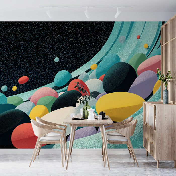 Abstract Flowing Pebbles Mural Wallpaper | Textured Cosmic Wave