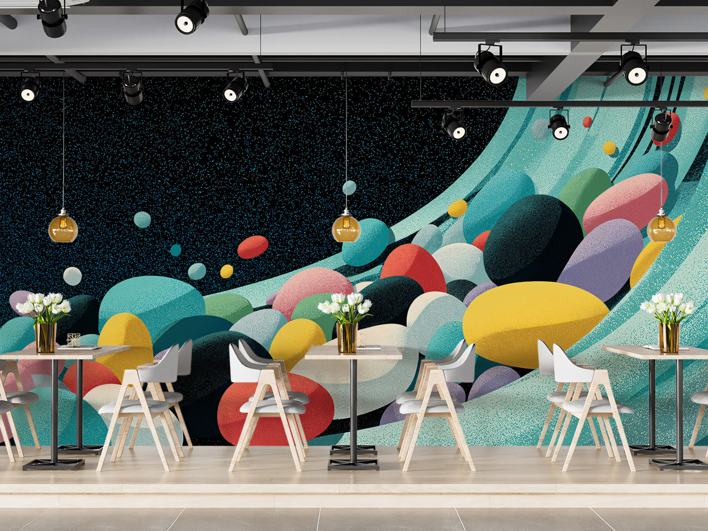 Abstract Flowing Pebbles Mural Wallpaper | Textured Cosmic Wave